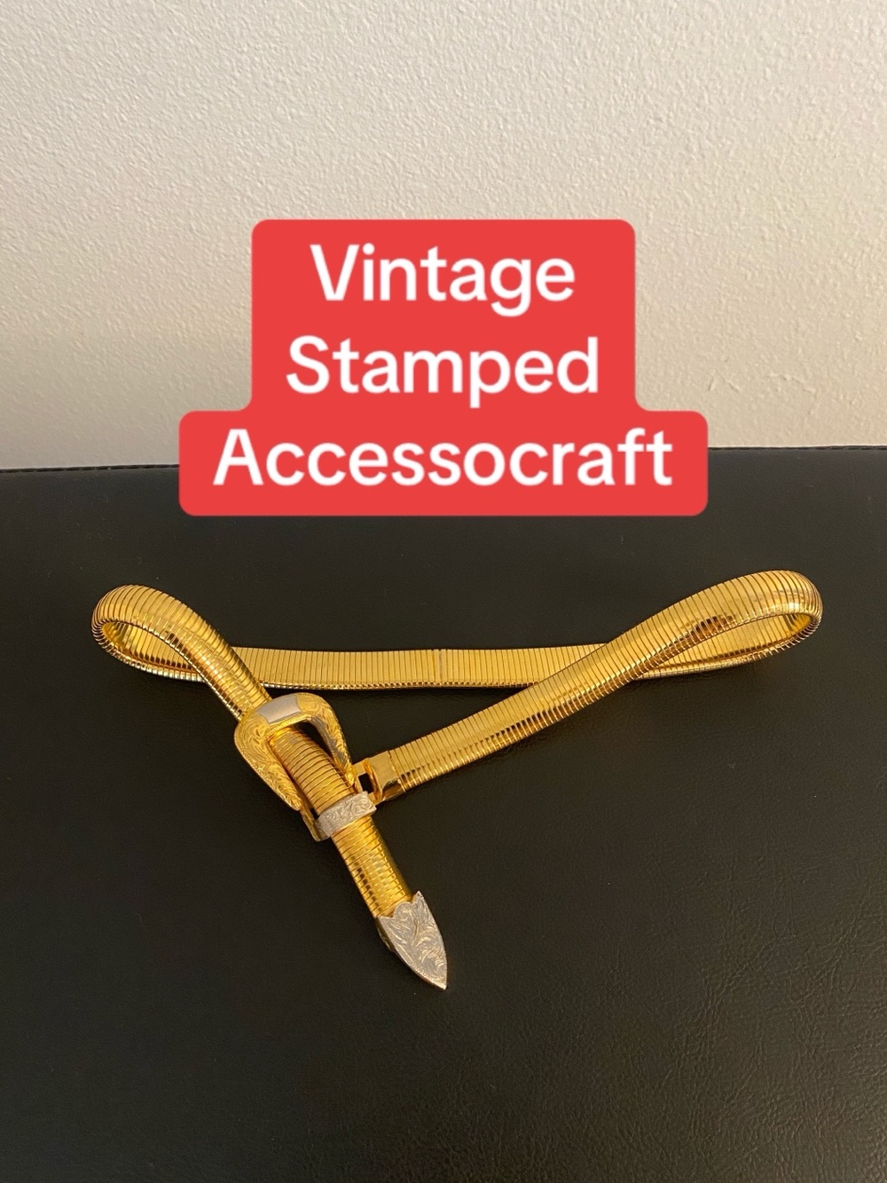 Accessocraft Gold Women's Belt - Stamped Vintage Style